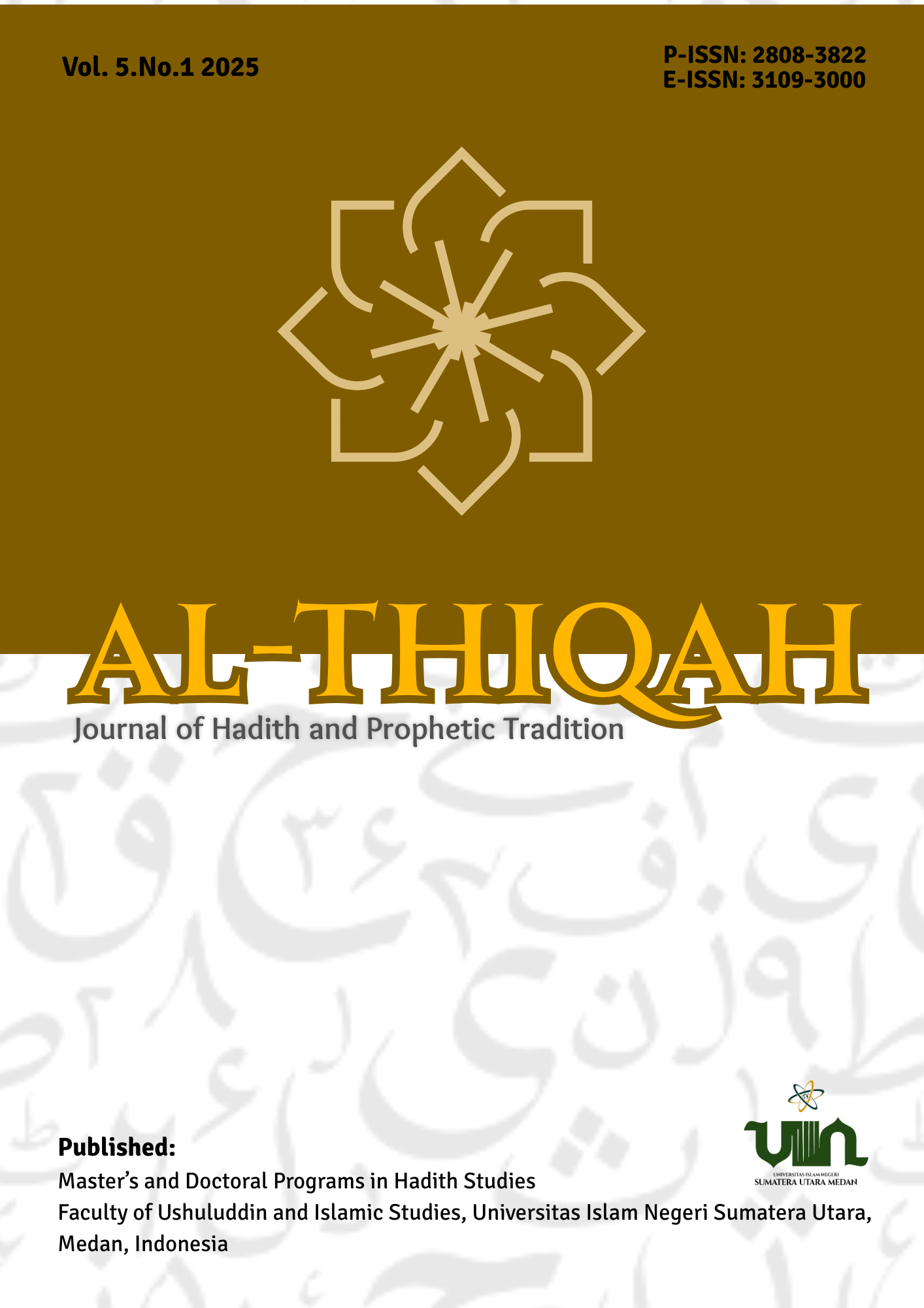 					View Vol. 6 No. 1 (2026): Journal of Hadith and Prophetic Tradition
				